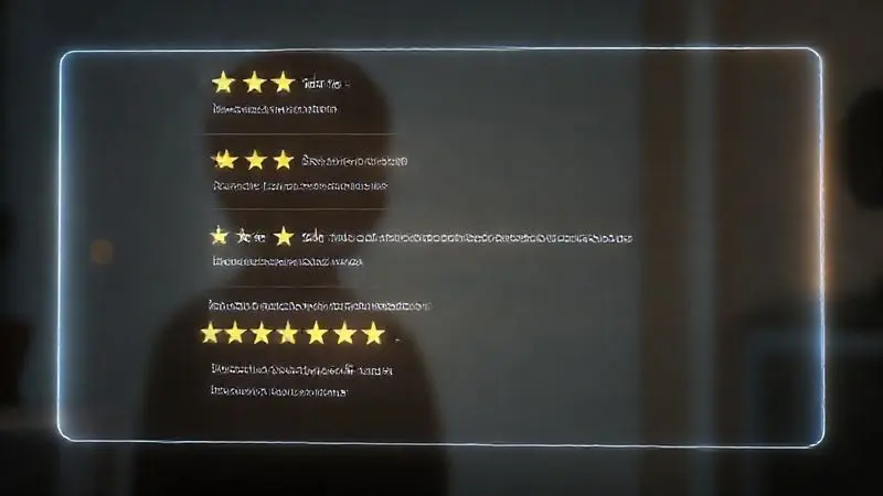 Imagem conceitual de avaliações positivas de consumidores em uma tela digital, representando satisfação e feedback de clientes.
