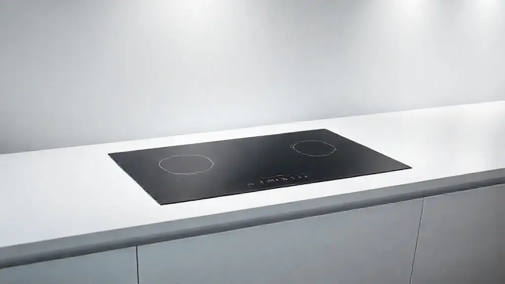 Cooktop de indução preto moderno em bancada branca, destacando o design minimalista e a tecnologia de cozimento.