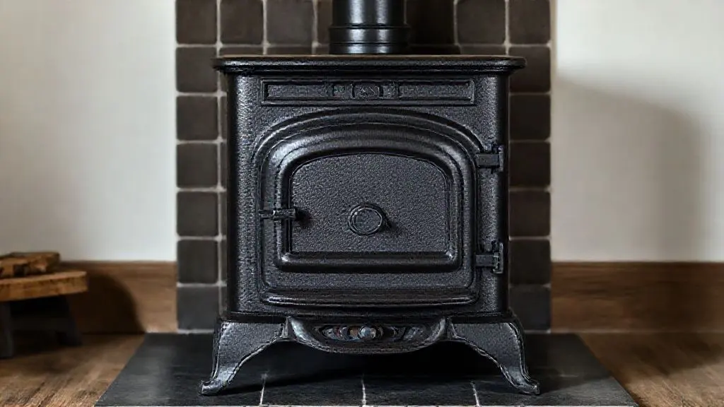 Fogão a lenha de ferro fundido preto clássico, sem marca, em fotografia profissional de estúdio.