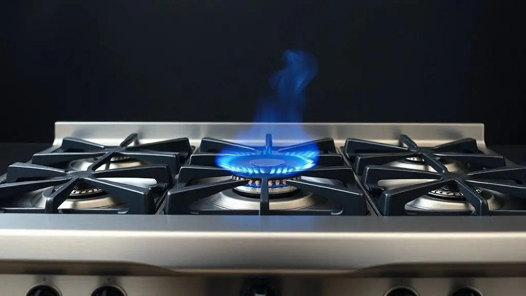 Fogão industrial de aço inoxidável em estúdio, destacando o debate entre alta pressão e baixa pressão para cozinhas profissionais.