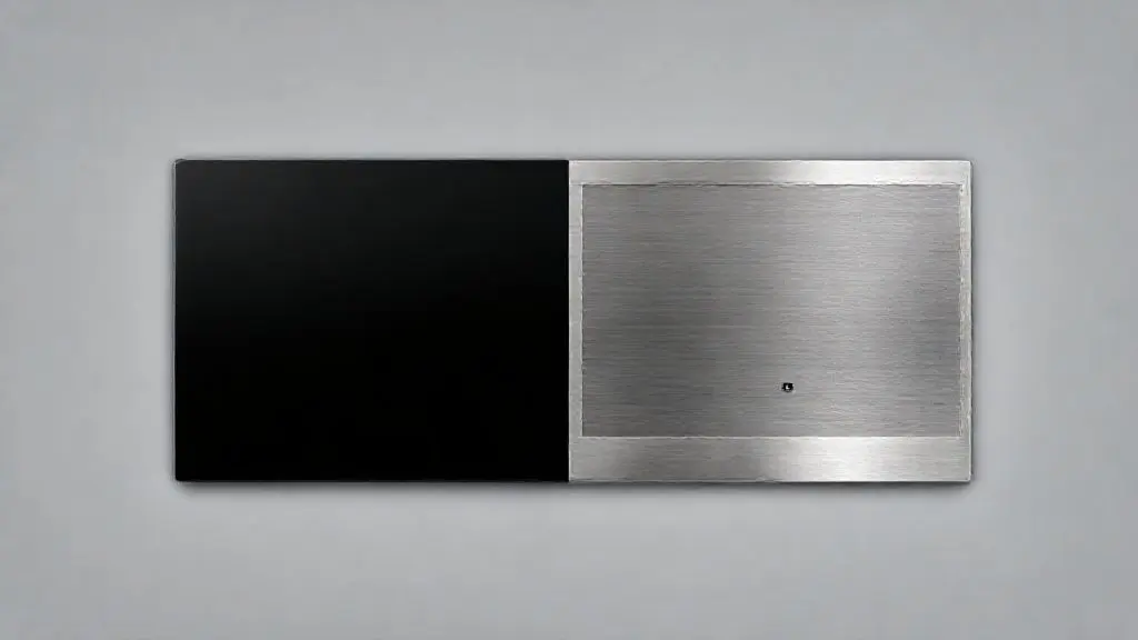 Comparativo de perto entre um fogão moderno com mesa de vidro preta e um fogão tradicional com mesa de aço inoxidável polido.