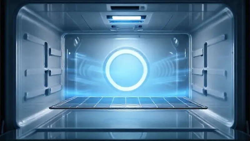 Ilustração digital do interior de um forno limpo com efeito de luz que representa a função autolimpante.