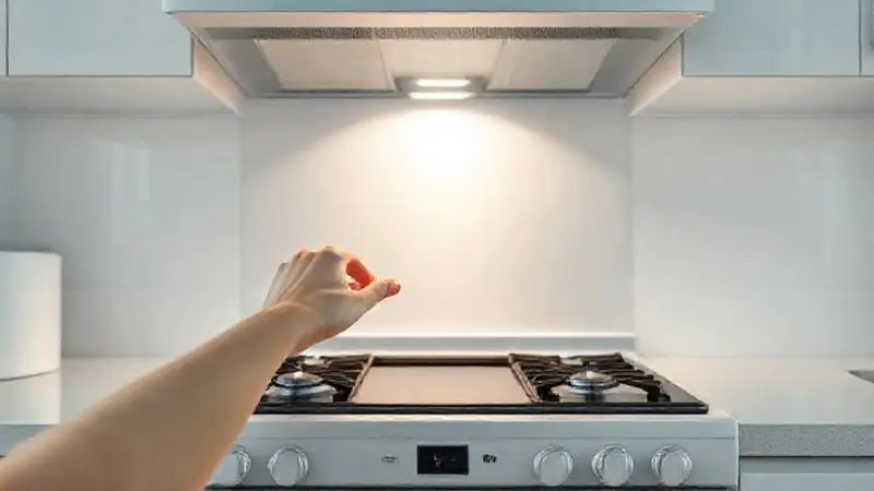 Imagem conceitual de segurança na cozinha, mostrando a utilização correta e cuidadosa de um fogão.