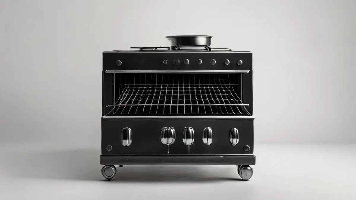 Churrasqueira de fogão pronta para uso sobre a bancada de cozinha, ideal para apartamentos e ambientes internos sem fumaça