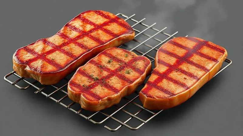 Ilustração conceitual mostrando cortes de carne grelhados perfeitos com técnicas de temperatura e marinadas