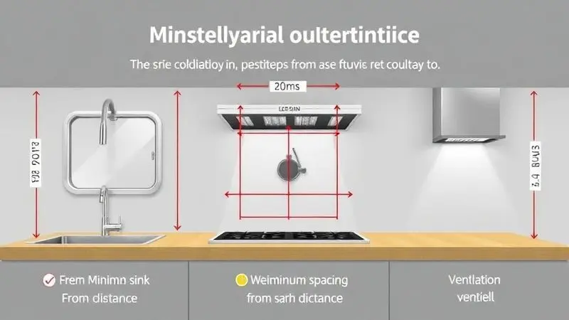 Diagrama técnico com distâncias de segurança para instalação correta do cooktop