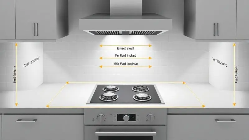 Zonas de segurança e distâncias mínimas necessárias ao redor do cooktop para ventilação adequada