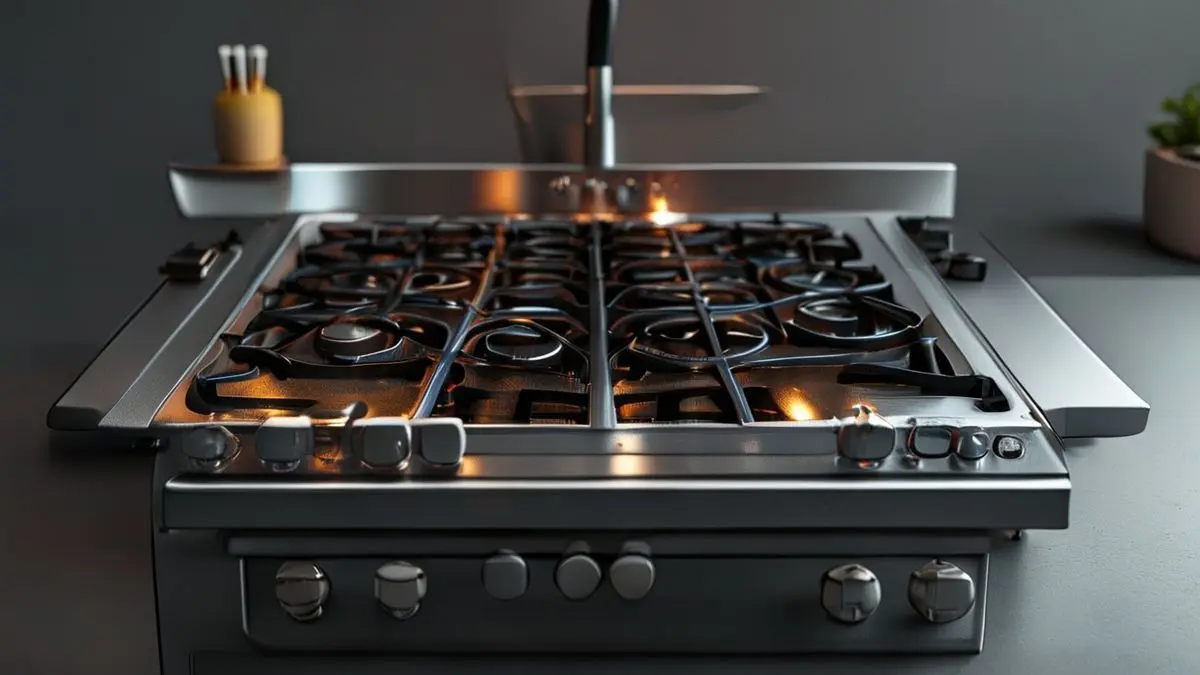 Fogão de 4 bocas Braslar New Sirius em aço inox, perfeito para cozinha moderna, com queimadores e forno espaçoso