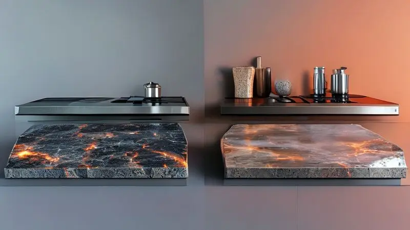 Comparação de materiais de bancada resistentes ao calor para instalação de cooktop