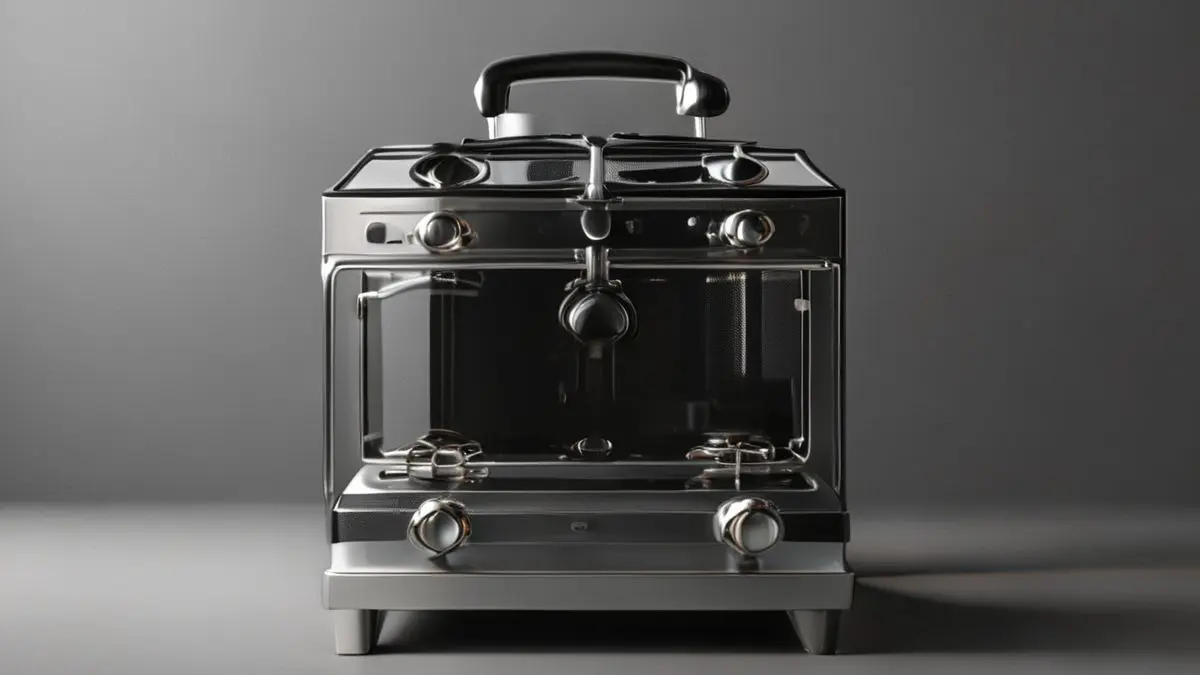 Fogão de cozinha com 5 bocas em destaque, mostrando design moderno e funcionalidade para preparo de alimentos