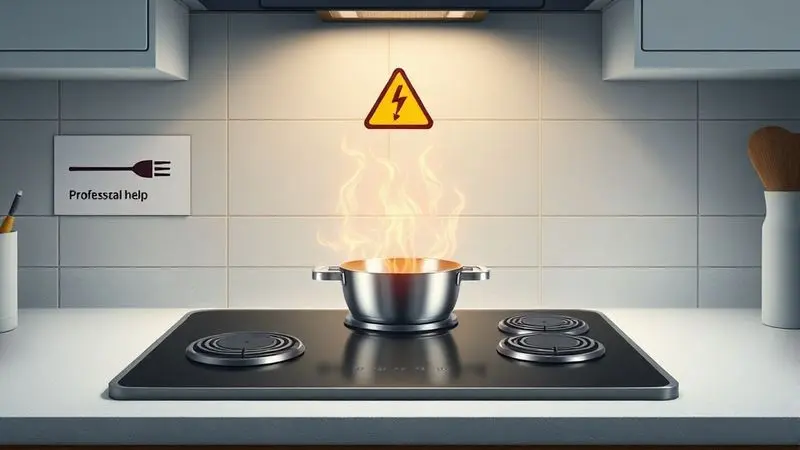 Ilustração conceitual de quando buscar ajuda profissional para problemas técnicos em cooktops